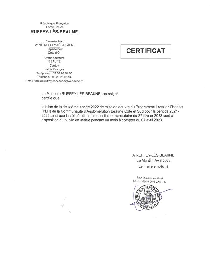 certificat signé PLH