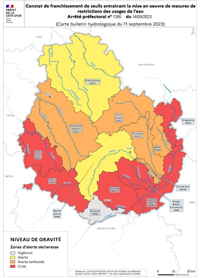 carte restrictions des usages d'eaux